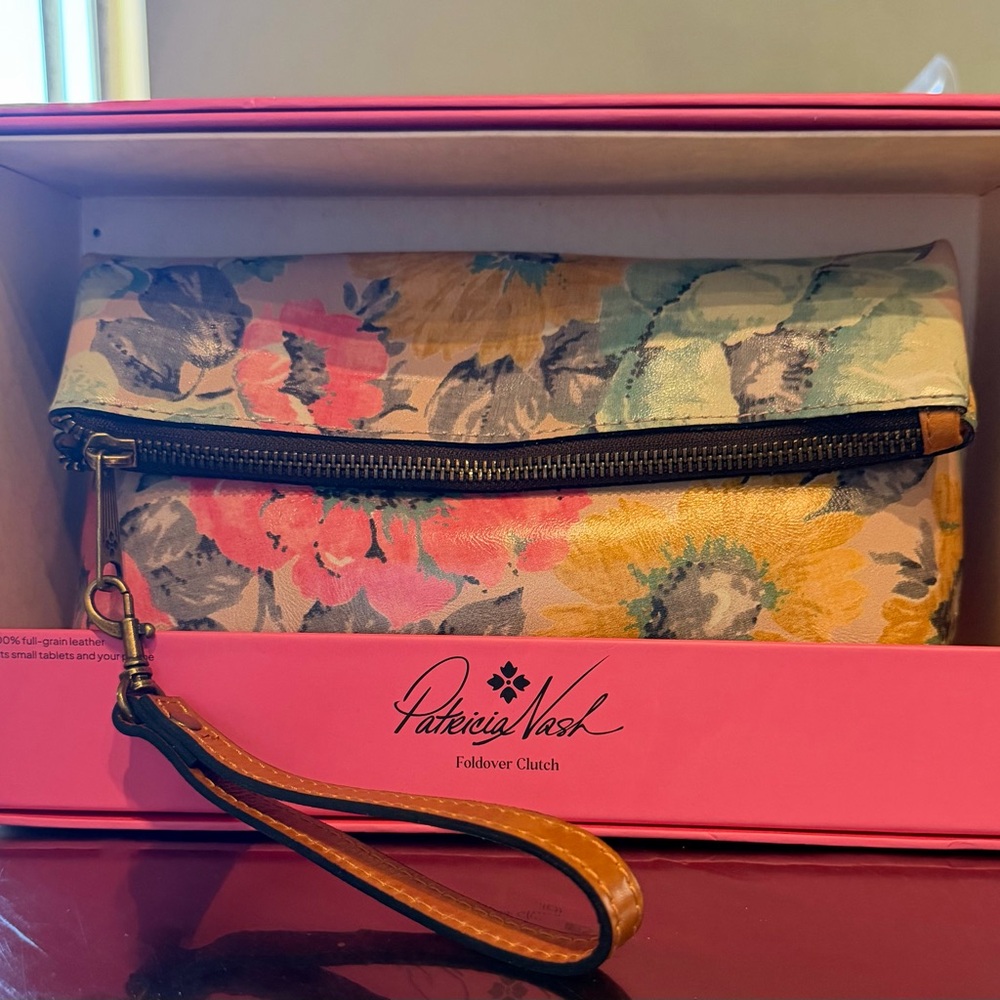 Patricia Nash Floral Foldover Clutch - Pink, Yellow, Teal